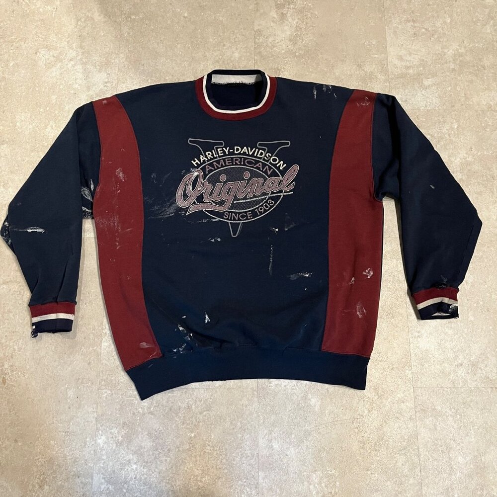 Vintage 90's Distressed Harley Davidson Sweatshirt Size XL